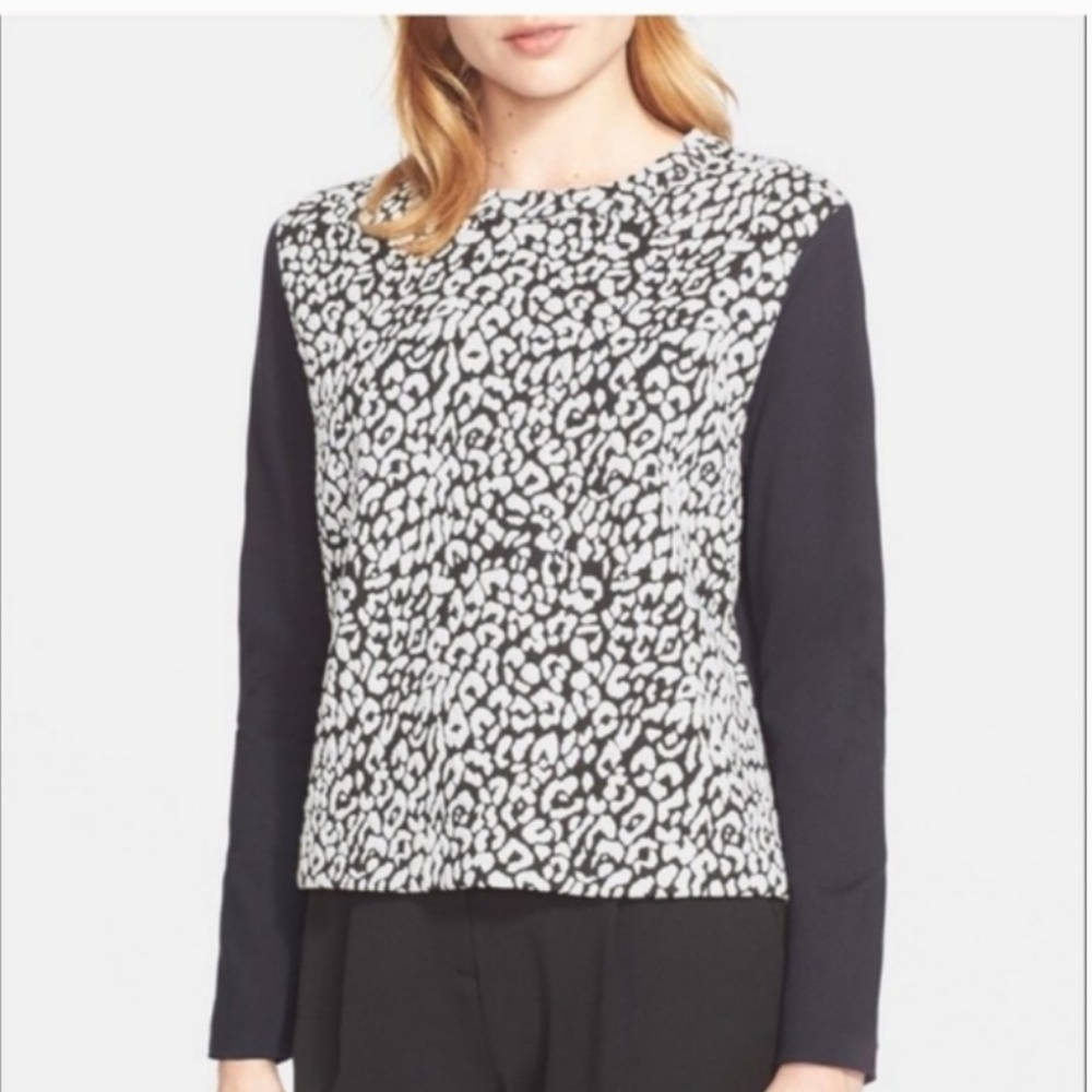 kate spade Leopard Jacquard Blouse sweater size large nwot